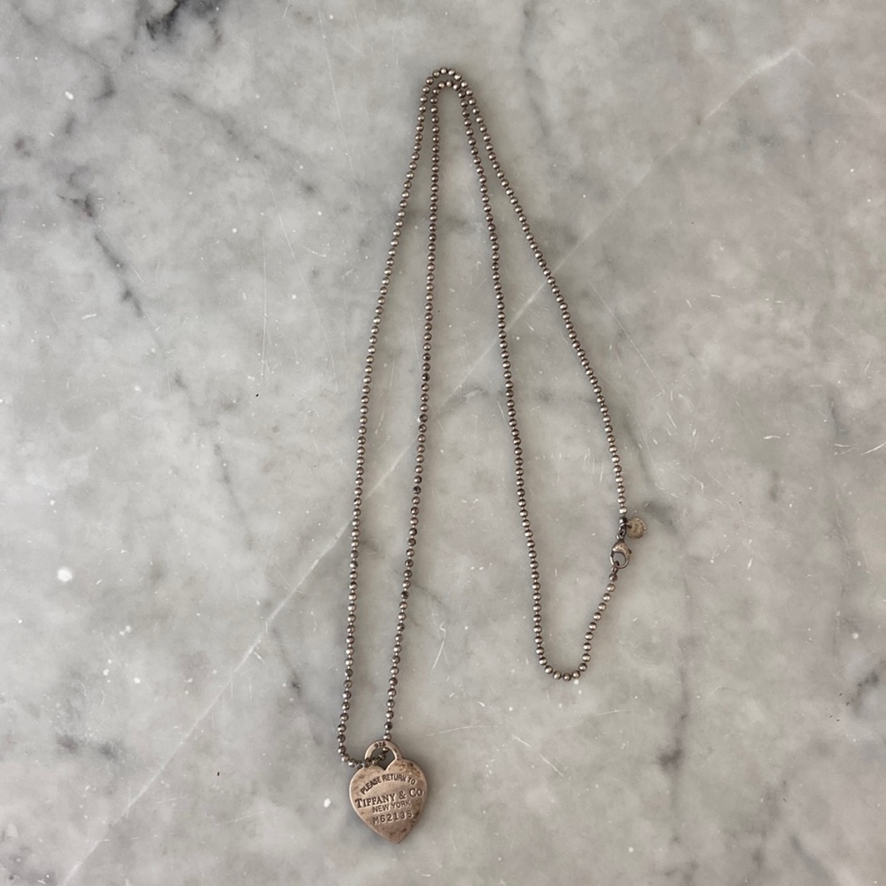 Tiffany & Co sterling silver dog tag heart necklace